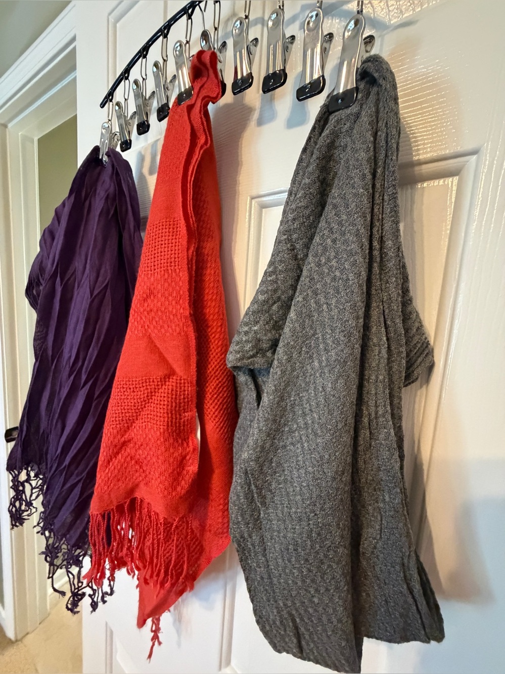 3 Scarf Set: Fall Colors Collection of Deep Plum, Rust Orange, Dusk Gray - Picture 13 of 16